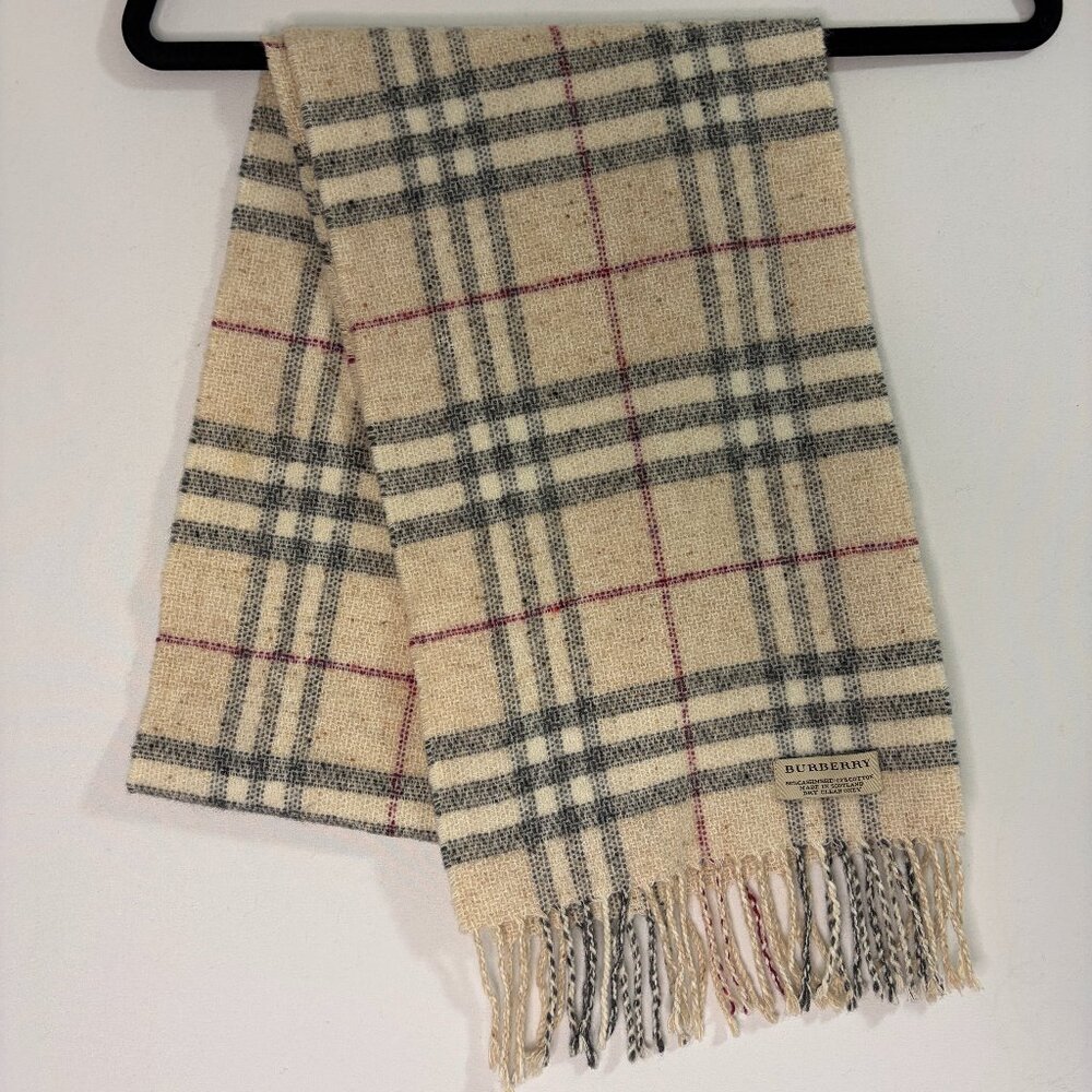 Burberry Cashmere Cotton Blend Scarf Classic Print Authentic